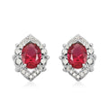 Simulated Ruby and Simulated Diamond 3.60 ctw Earrings in Silvertone - Sticky add to cart bar