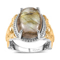 Karis Malagasy Labradorite Solitaire Ring in 18K YG Plated and Platinum Bond (Size 10.0) 7.60 ctw - Sticky add to cart bar