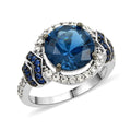 London Blue Topaz, Simulated Blue and White Diamond Ring in Silvertone (Size 8.0) 4.60 ctw - Sticky add to cart bar