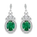 Simulated Emerald and Simulated Diamond 8.75 ctw Earrings in Silvertone - Sticky add to cart bar