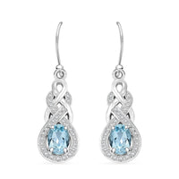Blue Topaz and Simulated Diamond 1.75 ctw Infinity Knot Earrings in Sterling Silver