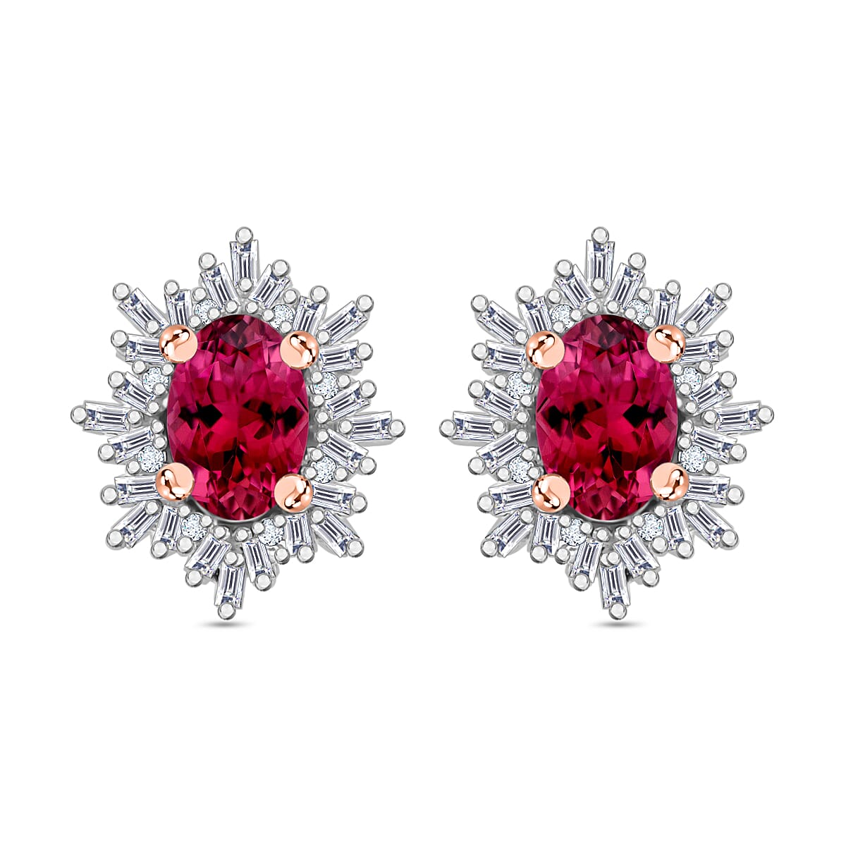 Iliana AAA Ouro Fino Rubellite and G-H SI Diamond 1.55 ctw Stud Earrings in 18K Rose Gold