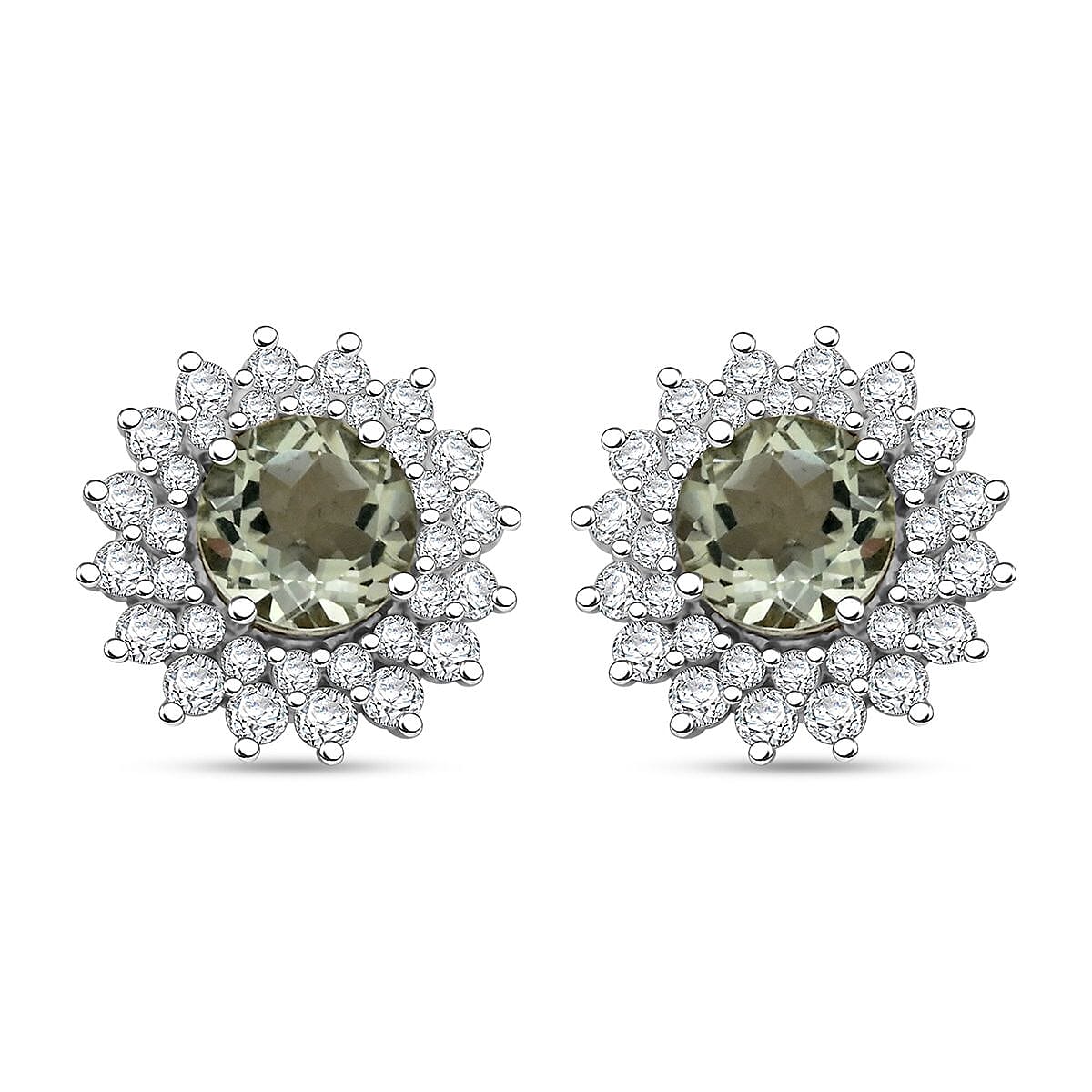 Simulated Prasiolite and Simulated Diamond 5.25 ctw Earrings