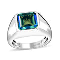 Premium Peacock Quartz Men's Ring in Rhodium Over Sterling Silver (Size 10.0) 5.20 ctw - Sticky add to cart bar