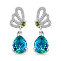 Peacock Quartz (Triplet) and Multi Gemstone 4.50 ctw Butterfly Earrings in Rhodium Over Sterling Silver - Sticky add to cart bar