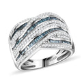 Blue Diamond (IR), Diamond Bridge Over Ring in Rhodium Over Sterling Silver (Size 10.0) 1.00 ctw - Sticky add to cart bar