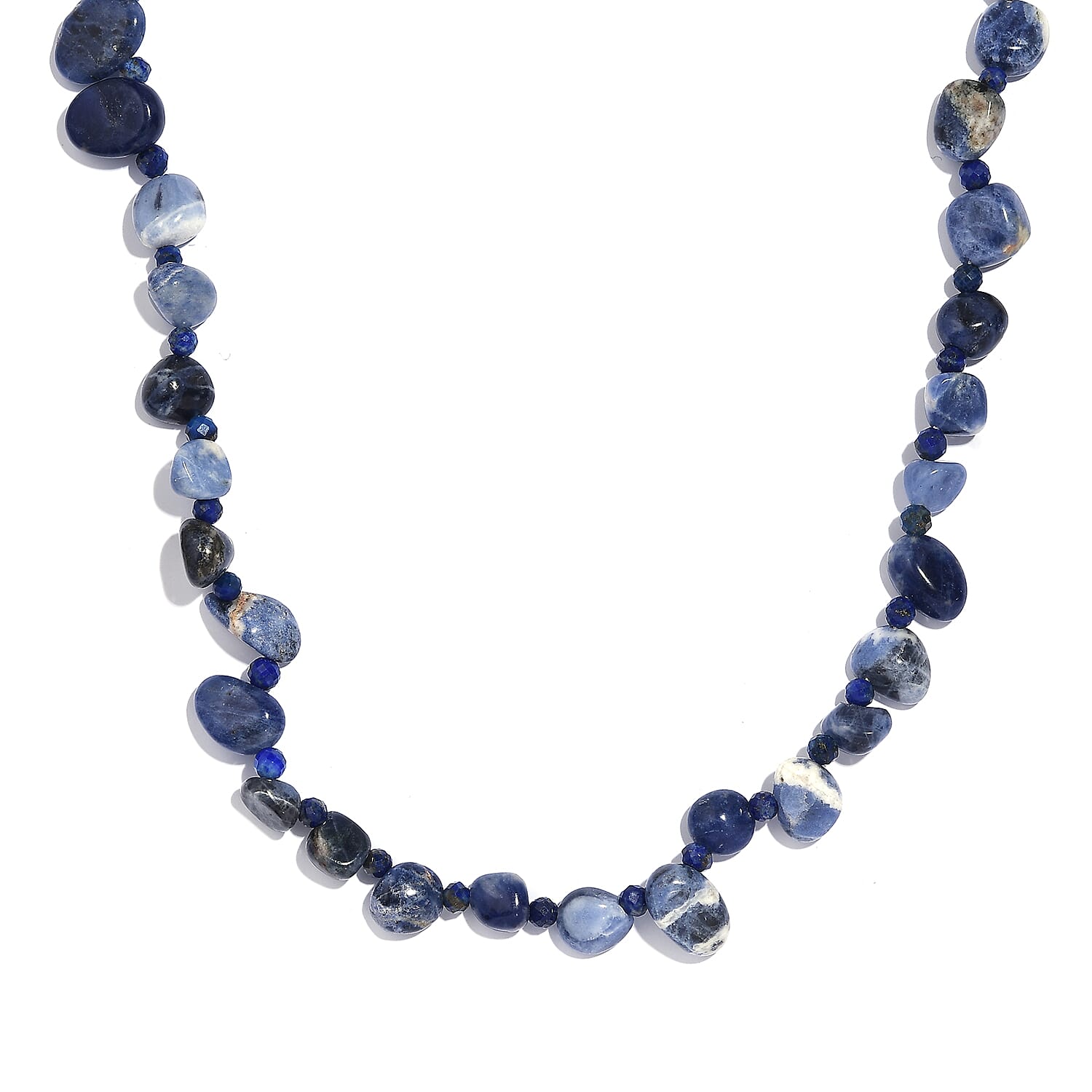 Sodalite and Lapis Lazuli 152.00 ctw Necklace 20 Inches in Platinum Bond