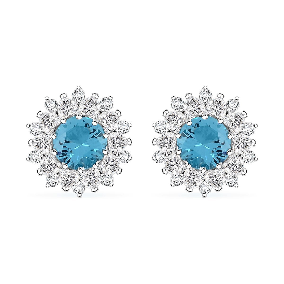 Simulated Tourmaline and Simulated Diamond 8.00 ctw Earrings in Silvertone