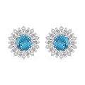 Simulated Tourmaline and Simulated Diamond 8.00 ctw Earrings in Silvertone - Sticky add to cart bar