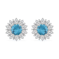 Simulated Tourmaline and Simulated Diamond 8.00 ctw Earrings in Silvertone