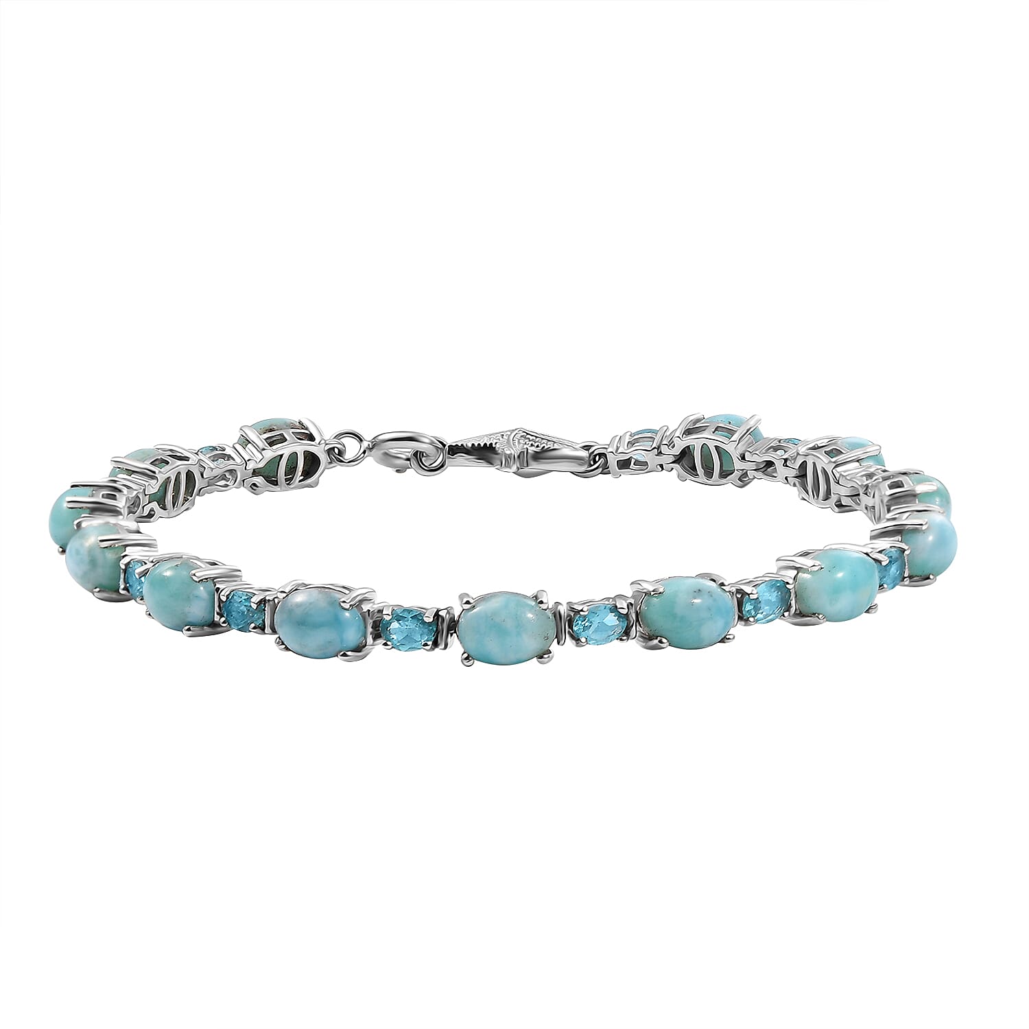 Doorbuster Larimar, Betroka Blue Apatite Bracelet in Rhodium Over Sterling Silver (7.25 In) 16.20 ctw