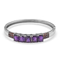 Premium African Amethyst and Mozambique Garnet 12.60 ctw Bangle Bracelet in Stainless Steel (6.50 In) - Sticky add to cart bar