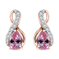 Martha Rocha Kunzite and Moissanite 1.80 ctw Infinity Earrings in 18K Vermeil Rose Gold Over Sterling Silver