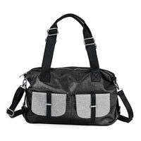 Silver Faux Leather Crossbody Bag (17"x15.7"x12.5") with Handle Drop (7") and Detachable Shoulder Strap