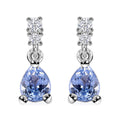 Ceylon Blue Sapphire and White Zircon 0.85 ctw Drop Earrings in Rhodium Over Sterling Silver - Sticky add to cart bar