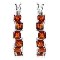 D'Joy Brazilian Cherry Citrine 4.90 ctw Art Deco Earrings in Rhodium Over Sterling Silver
