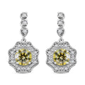 Yellow and White Moissanite 2.20 ctw Sunflower Earrings in Rhodium Over Sterling Silver - Sticky add to cart bar