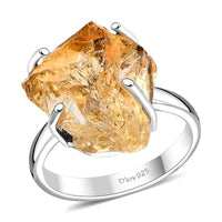 Artisan Crafted Rought Cut Brazilian Citrine Solitaire Ring in Sterling Silver (Size 10.0) 13.00 ctw