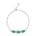 Simulated Emerald and Simulated Diamond 12.50 ctw Bracelet in Silvertone (8.00 In) - Sticky add to cart bar