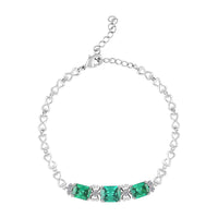 Simulated Emerald and Simulated Diamond 12.50 ctw Bracelet in Silvertone (8.00 In)