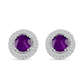 Amethyst and Simulated Diamond 4.00 ctw Earrings in Silvertone - Sticky add to cart bar