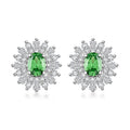 Simulated Emerald and Simulated Diamond 6.65 ctw Earrings in Silvertone - Sticky add to cart bar