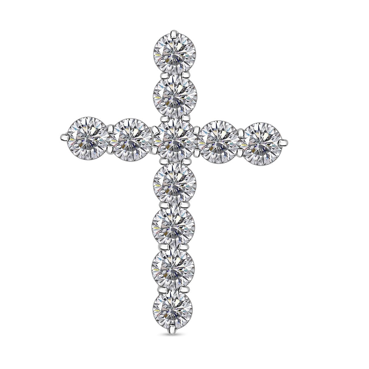NY Closeout Luxuriant Lab Grown Diamond 3.00 ctw Cross Pendant in 14K White Gold