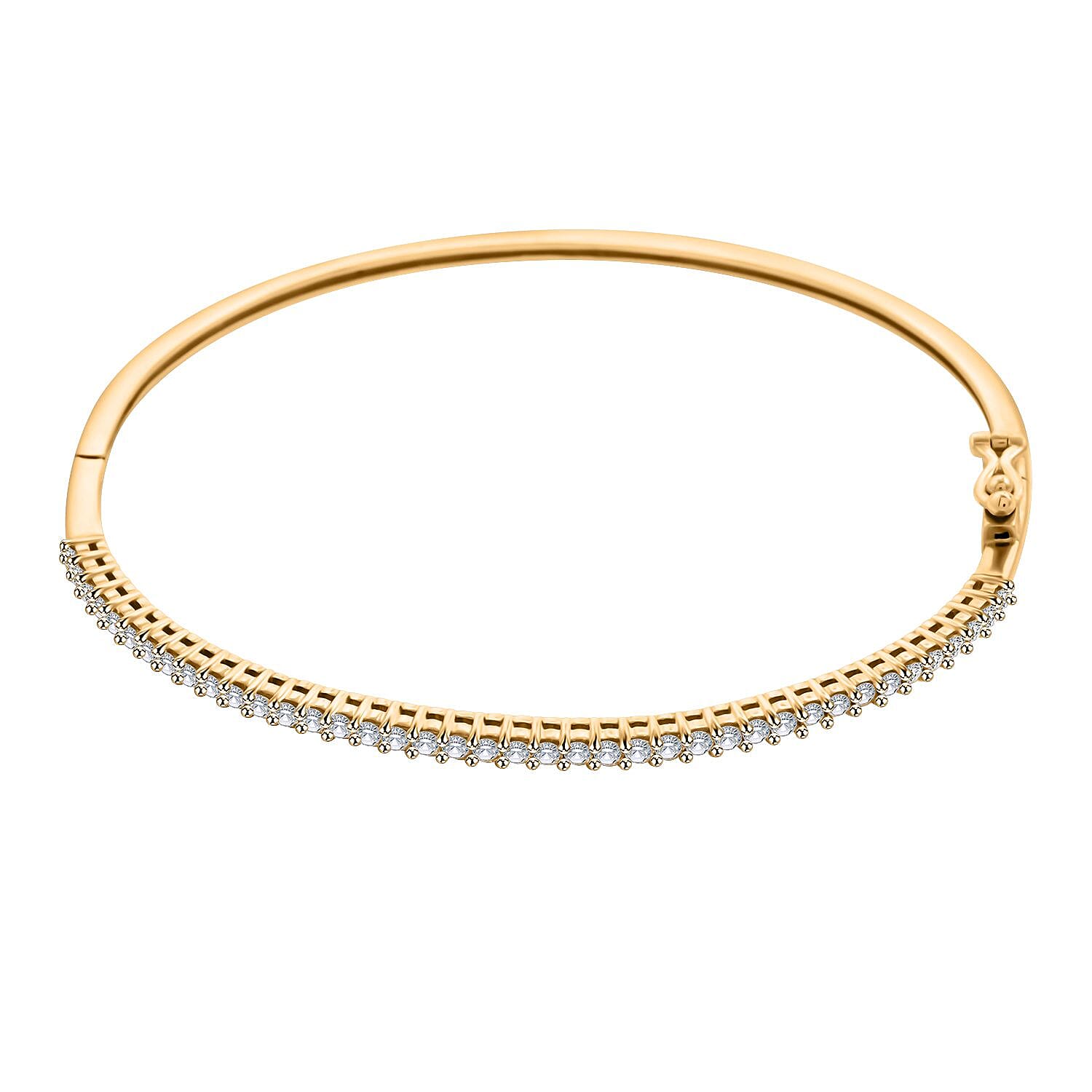 Ankur Treasure Chest 10K Yellow Gold Luxuriant Lab Grown Diamond Bangle Bracelet (7.00 In) (8.85 g) 1.00 ctw