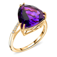 Luxoro 10K Yellow Gold AAA Moroccan Amethyst, Diamond (G-H, I2) Ring (Size 10.0) 6.00 ctw