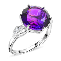 Luxoro AAA Moroccan Amethyst and G-H I2 Diamond 7.00 ctw Ring in 10K White Gold