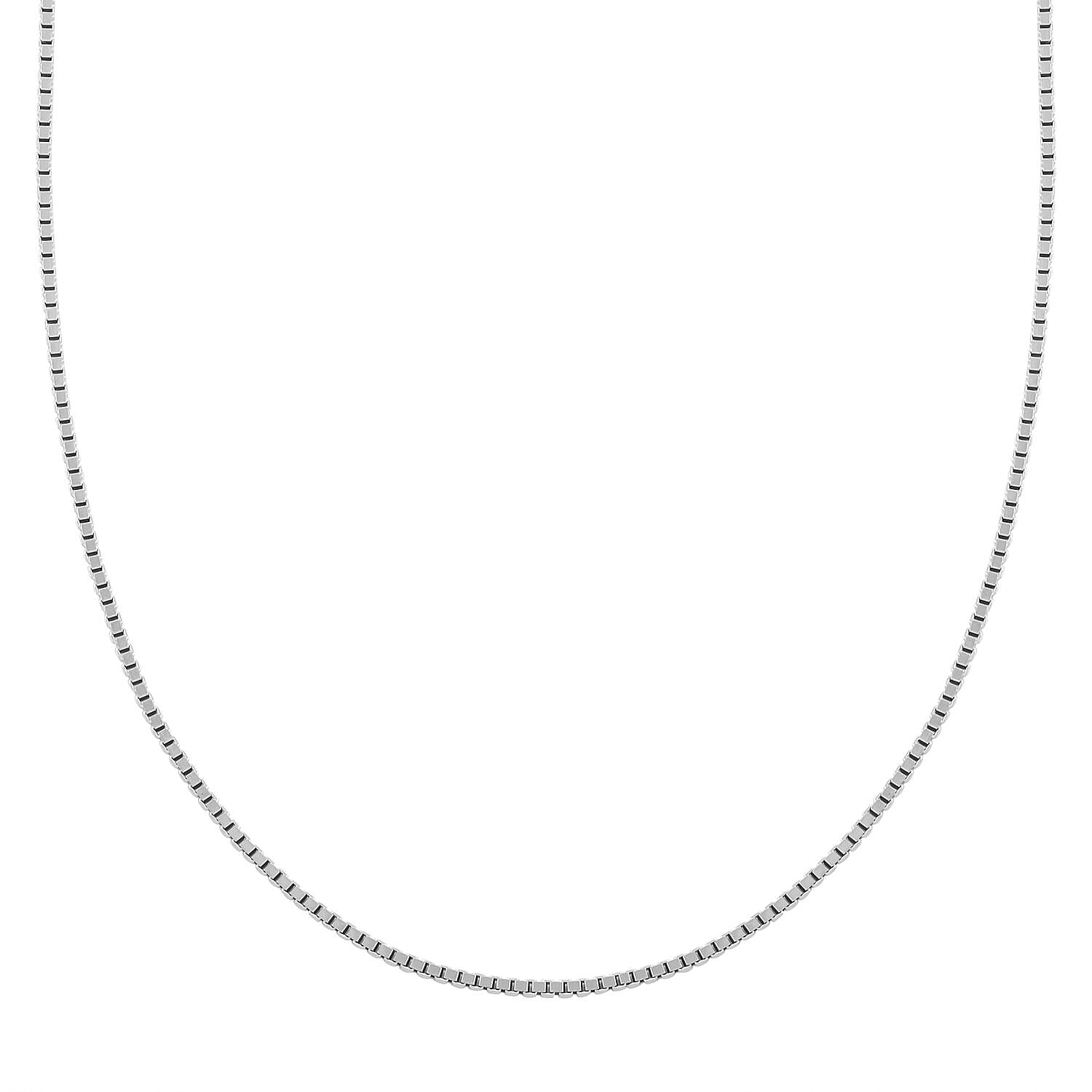 Box Chain Necklace in Rhodium Over Sterling Silver 7.8 Grams 24 Inches