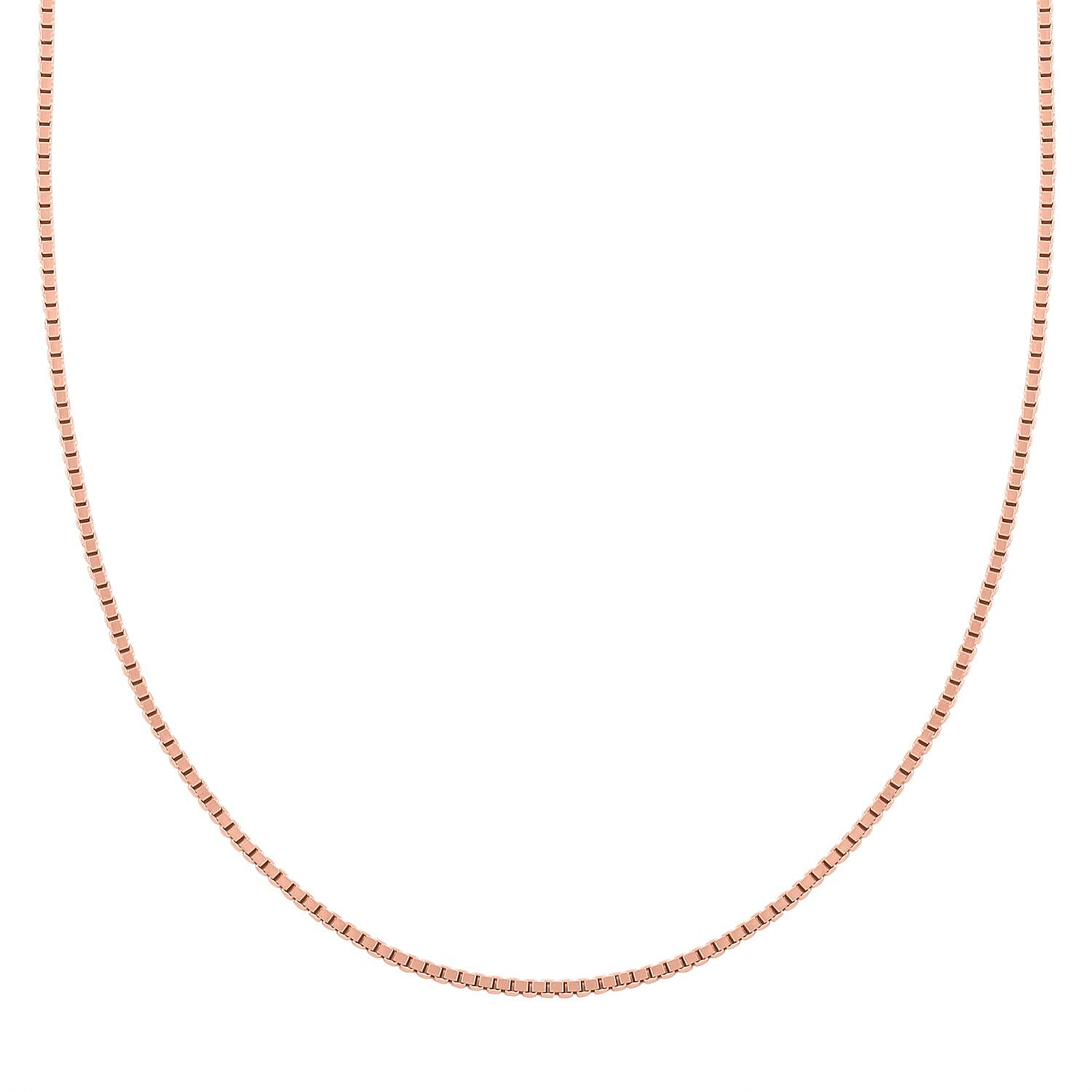 Box Chain Necklace in 14K Rose Gold Over Sterling Silver 7.8 Grams 24 Inches