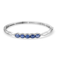 Kashmir Kyanite Bangle Bracelet in Rhodium Over Sterling Silver (7.25 In) 4.90 ctw