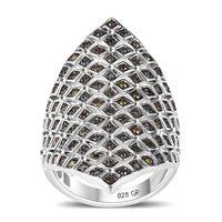 GP Multi Diamond (IR & Natural) Ring in Rhodium Over Sterling Silver (Size 7.0) 0.50 ctw