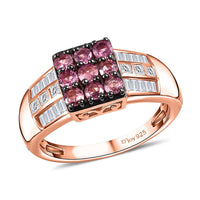 Mahenge Spinel, White Zircon Ring in 18K Vermeil RG Over Sterling Silver (Size 8.0) 1.75 ctw