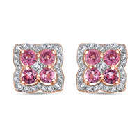 Mahenge Spinel and White Zircon 1.15 ctw Clover Leaf Earrings in 18K Vermeil Rose Gold Over Sterling Silver