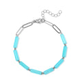 Lapis Lazuli Barrel Shape Paper Clip Chain Bracelet (8.00-9.50In) in Stainless Steel 22.50 ctw - Sticky add to cart bar