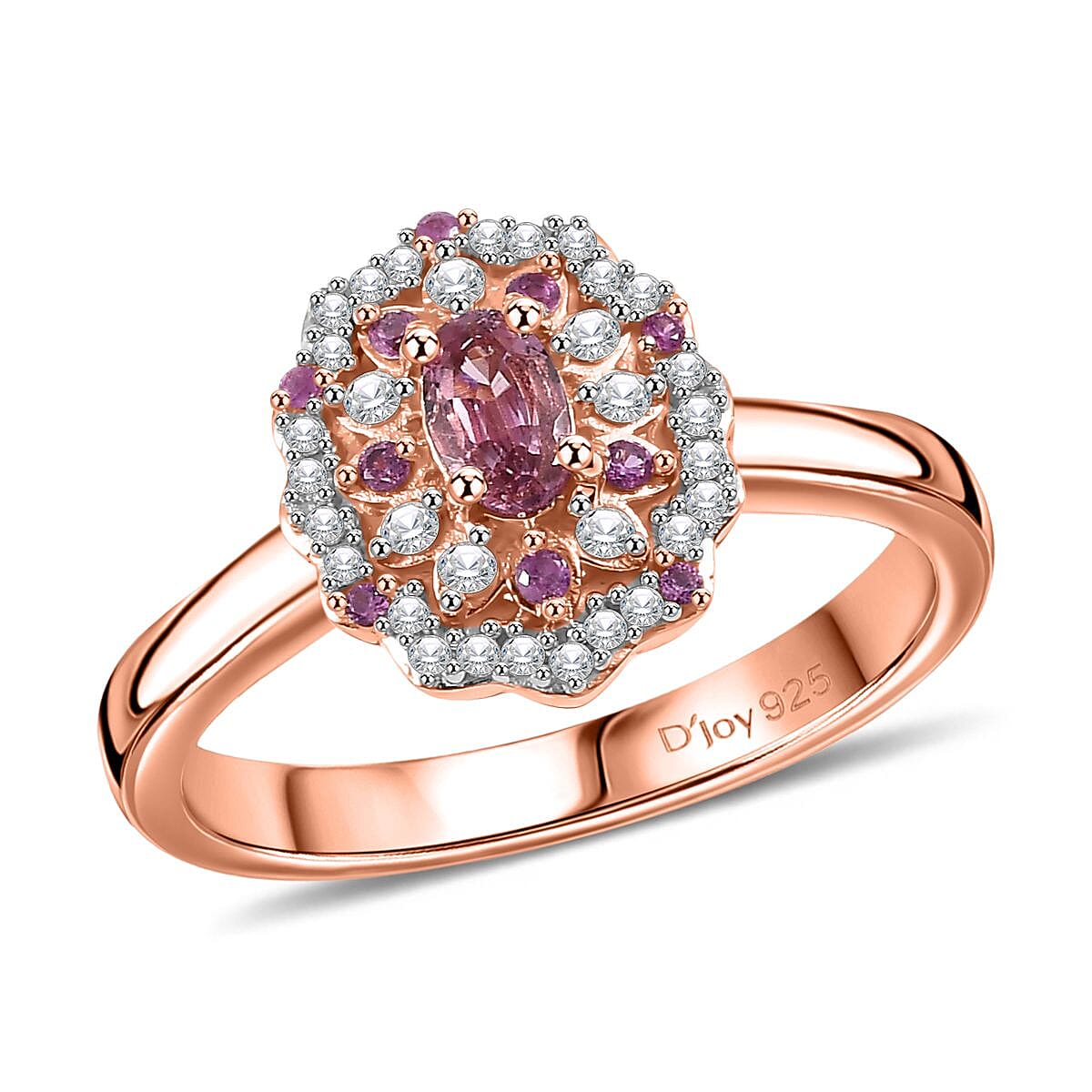 Mahenge Spinel, Multi Gemstone Ring in 18K Vermeil RG Over Sterling Silver (Size 7.0) 0.75 ctw