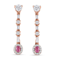 D'Joy Mahenge Spinel and Moissanite 1.85 ctw Art Deco Earrings in 18K Vermeil Rose Gold Over Sterling Silver