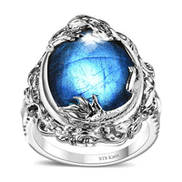 Epic Deal Karis Malagasy Labradorite Dragon Ring in Platinum Bond (Size 10.0) 19.20 ctw