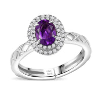 Karis African Amethyst, White Zircon Ring in Platinum Bond (Size 7.0) 1.15 ctw