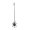 African Amethyst and Simulated Diamond 2.35 ctw Brooch in Silvertone - Sticky add to cart bar