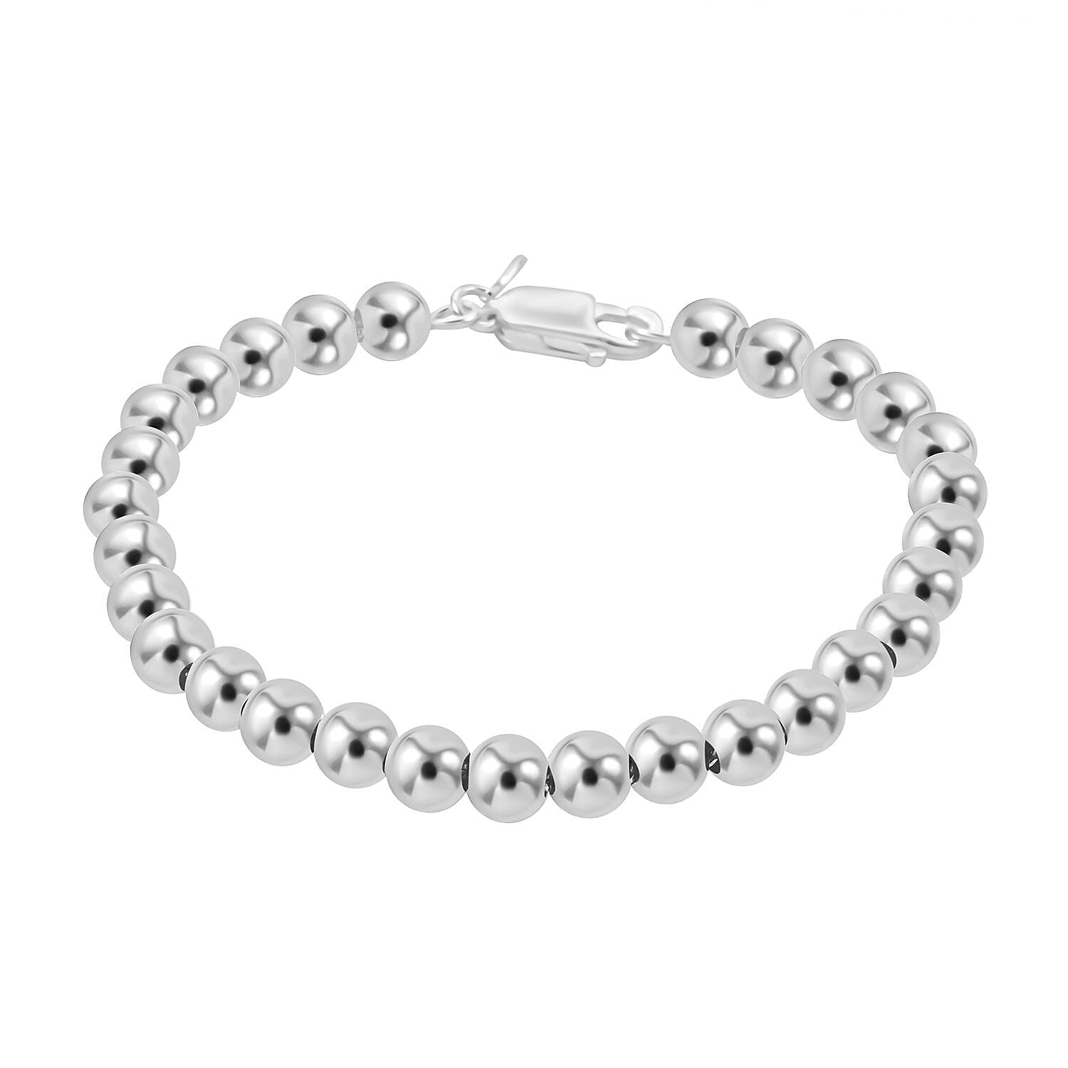 Sterling Silver Beaded Chain Bracelet (7.00 In) (10.2 g)