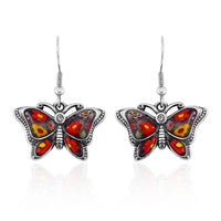 Multi Color Murano Style and White Austrian Crystal Dangle Earrings in Stainless Steel