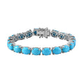 Sleeping Beauty Turquoise 25.50 ctw Bracelet in Rhodium Over Sterling Silver (7.25 In) - Sticky add to cart bar