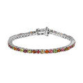 Multi-Tourmaline 5.80 ctw Bracelet in Rhodium Over Sterling Silver (7.25 In) - Sticky add to cart bar