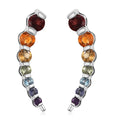 Multi Gemstone 2.00 ctw Seven Chakra Earrings in Rhodium Over Sterling Silver - Sticky add to cart bar