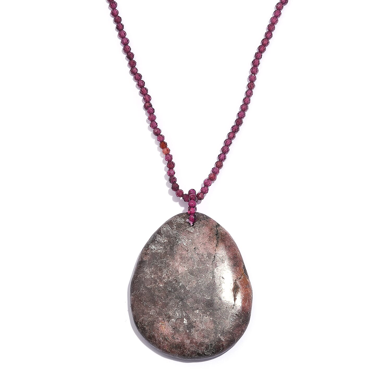 Agate and Orissa Rhodolite Garnet 164.00 cts Necklace 20 Inches in Stainless Steel