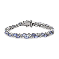 Tanzanite, Moissanite Bracelet in Rhodium Over Sterling Silver (7.25 In) 13.50 ctw