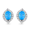 Blue Topaz and Simulated Diamond 1.80 ctw Earrings in Sterling Silver - Sticky add to cart bar